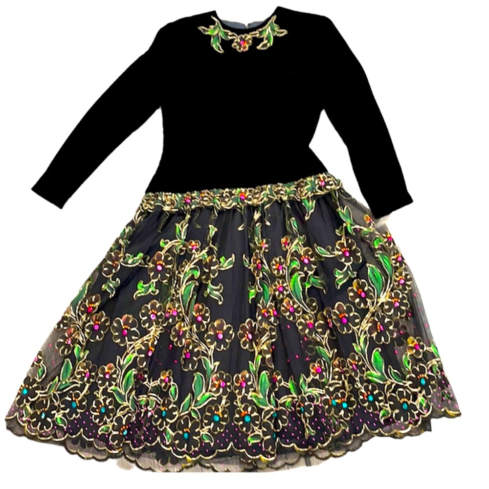 Vintage Travilla Black Velvet Dress
